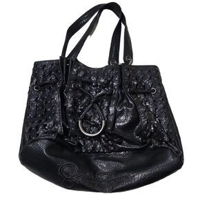 Jessica Simpson Ladies Black Grommet Handbag